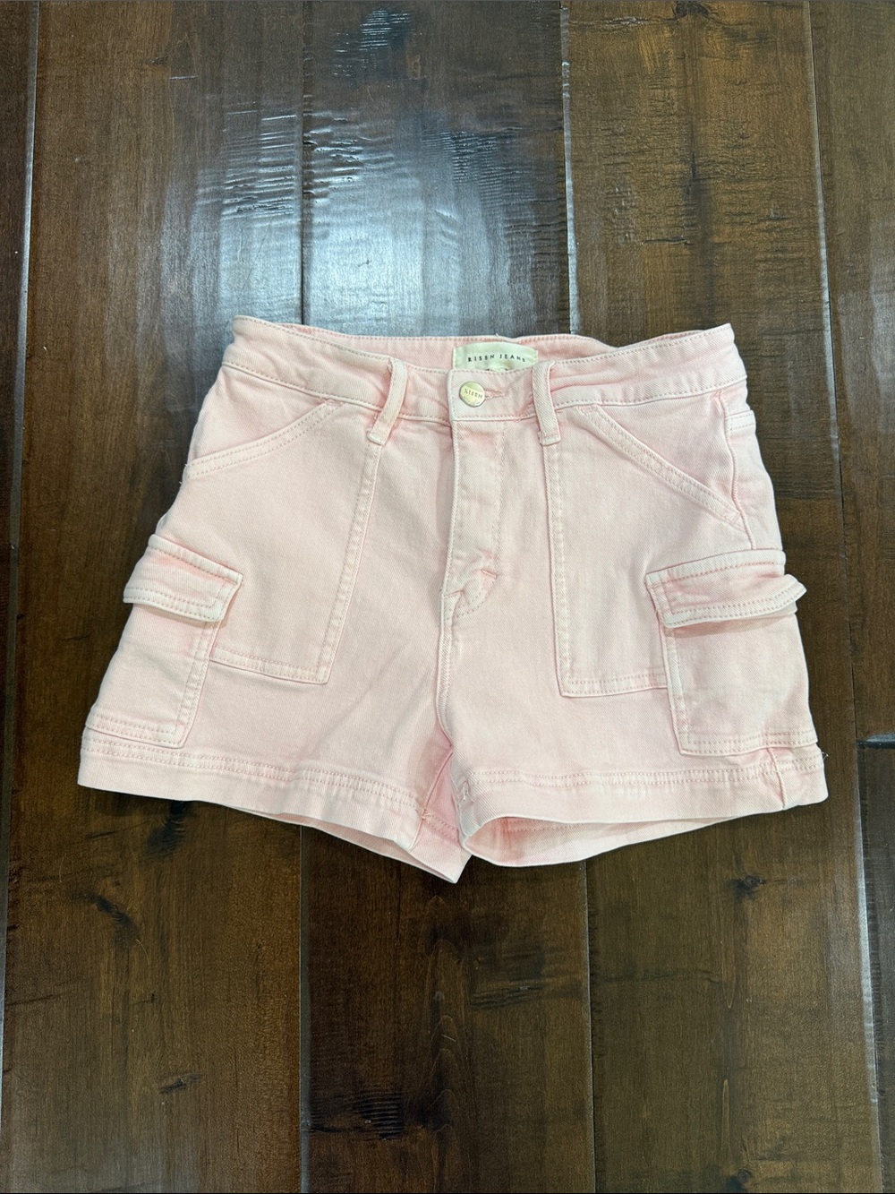 Risen Pink Cargo Shorts with Front Patch Pockets